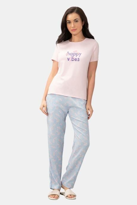 Amante Full Length Pyjama Bottom - Powder Blue Floral Print — image 5
